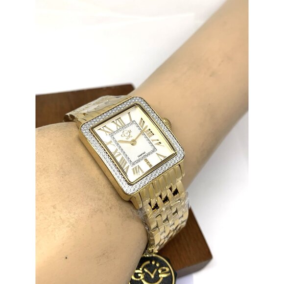 GV2 by Gevril Women\'s Watch 12303B Swiss Quartz Silver Dial Gold Steel 27.5mm